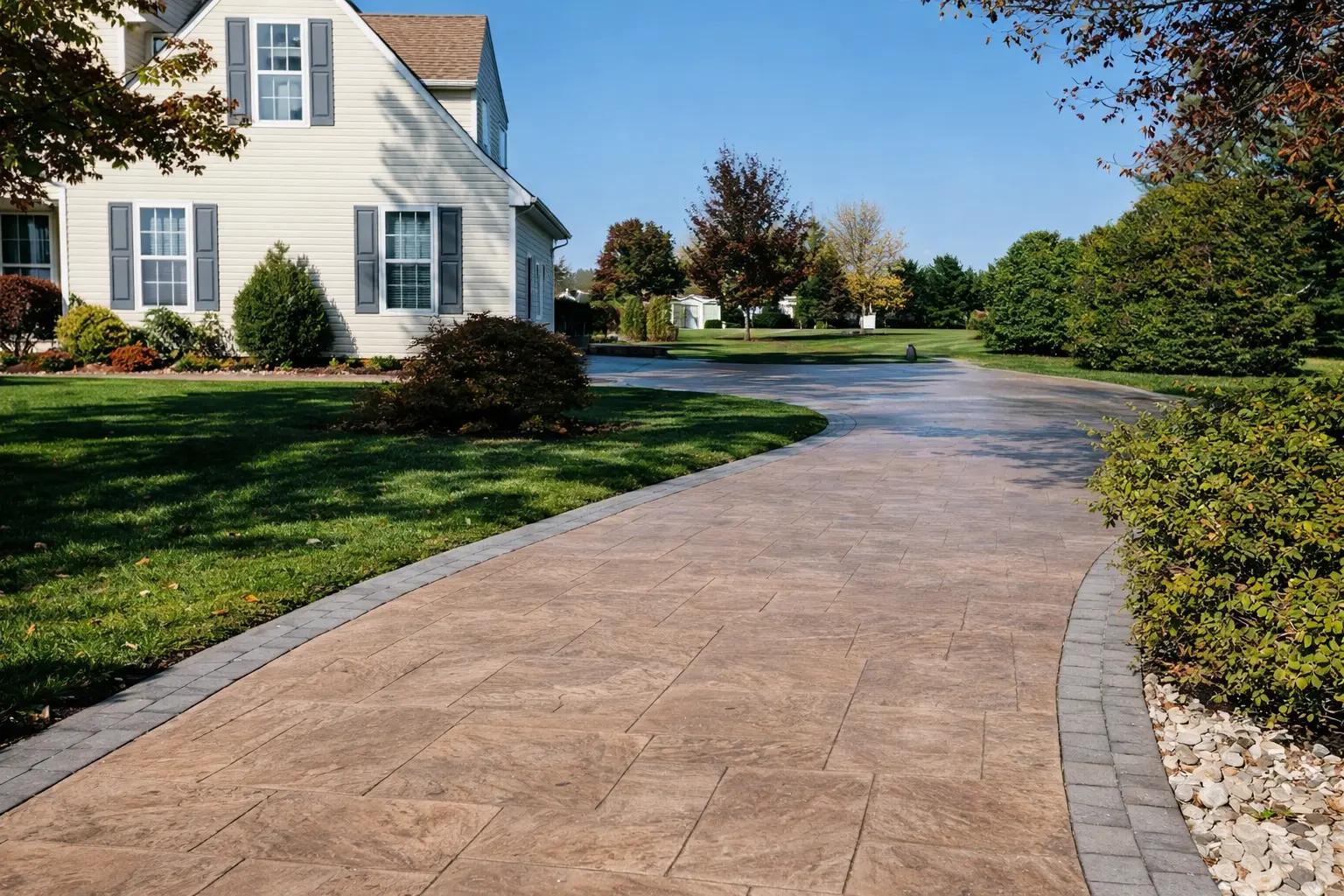 Concrete driveway poured by Tucker Built Co in League City, TX